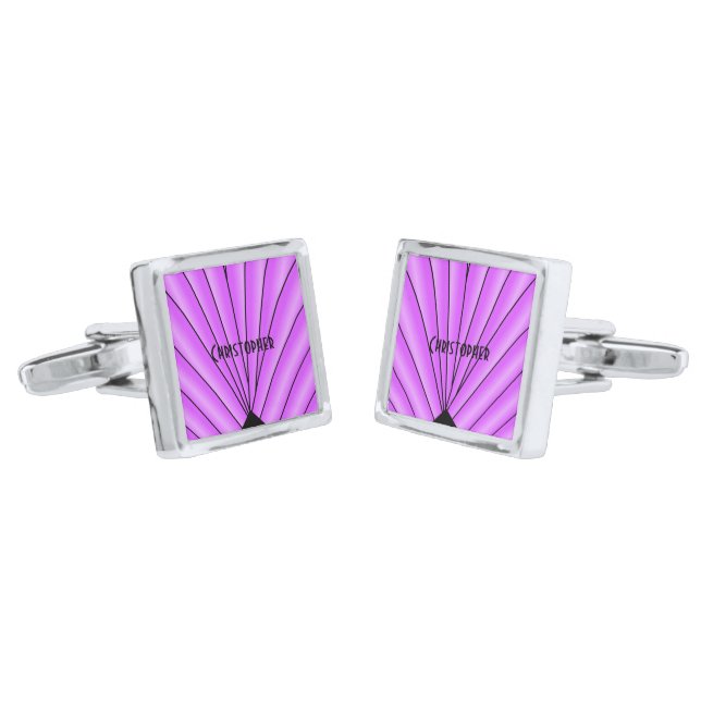 Purple Art Deco Design Cufflinks (Angled)