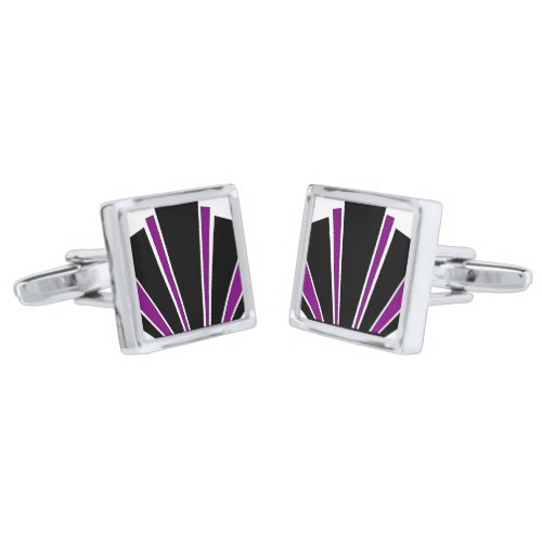 Purple Art Deco Design Cufflinks