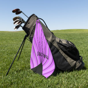 Purple Art Deco Design Personalised Golf Towel