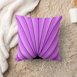 Purple Art Deco Fan Design Throw Pillow