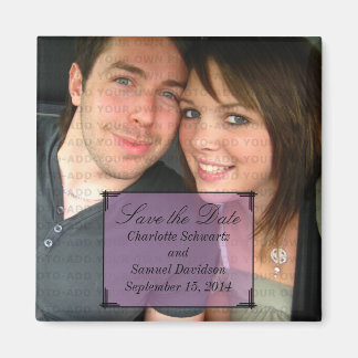 Purple Art Deco Frame Save the Date Magnet