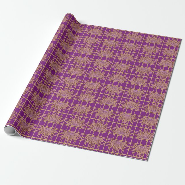 Purple Art Deco inspired Graphic Design Wrapping Paper (Unrolled)