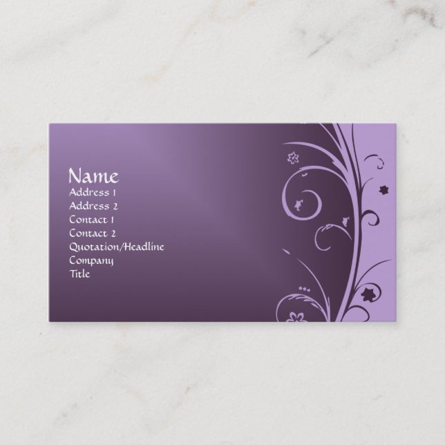 Purple Art Deco Vintage Business Card (Front)