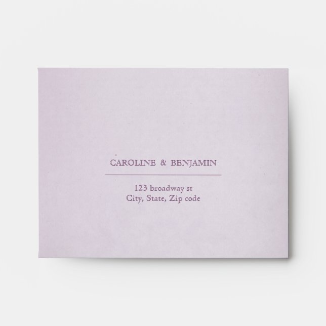 Purple art deco vintage wedding RSVP Envelope (Front)