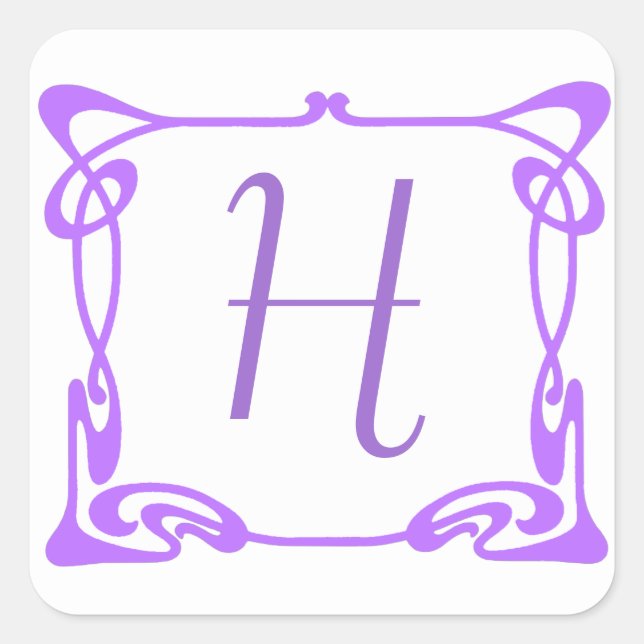 Purple Art Nouveau Border  Square Sticker (Front)