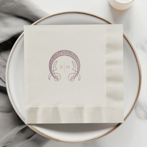 Purple Art Nouveau Monogram Initials Table Decor Napkins