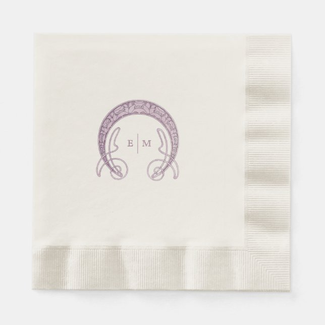 Purple Art Nouveau Mucha Monogram Initials Table N Napkins (Front)
