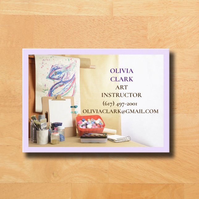 Purple Art Teacher/Tutor/ Educator Art Class  Business Card (Art Classroom Business Card )