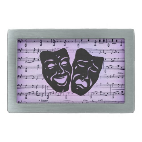 Purple Art Unites Theater Masks Belt Buckle
