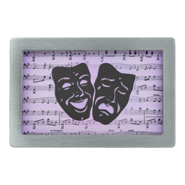 Purple Art Unites Theater Masks Belt Buckle (Front)