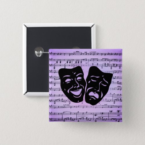 Purple Art Unites Theater Masks Button