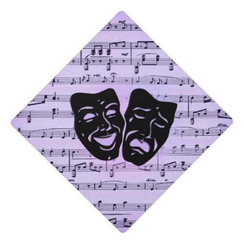 Purple Art Unites Theater Masks Graduation Cap Topper