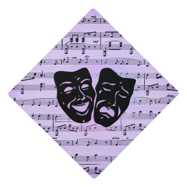 Purple Art Unites Theater Masks Graduation Cap Topper (Front)