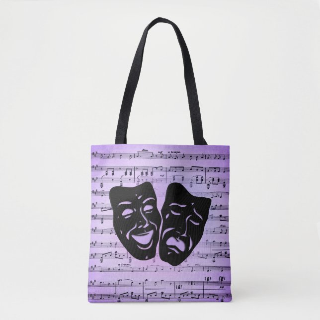 Purple Art Unites Theater Masks Tote Bag (Front)