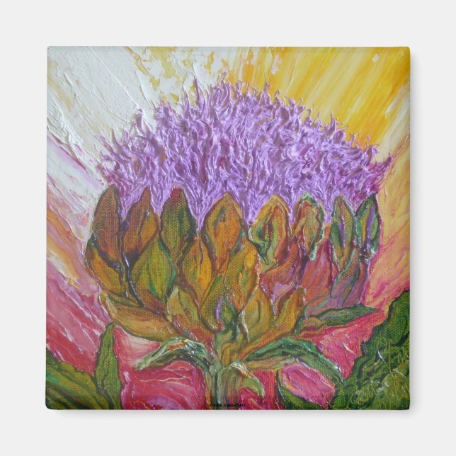Purple Artichoke Blossom Magnet (Front)