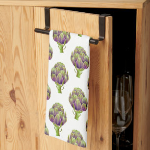 Purple Artichoke Pattern Kitchen Towel