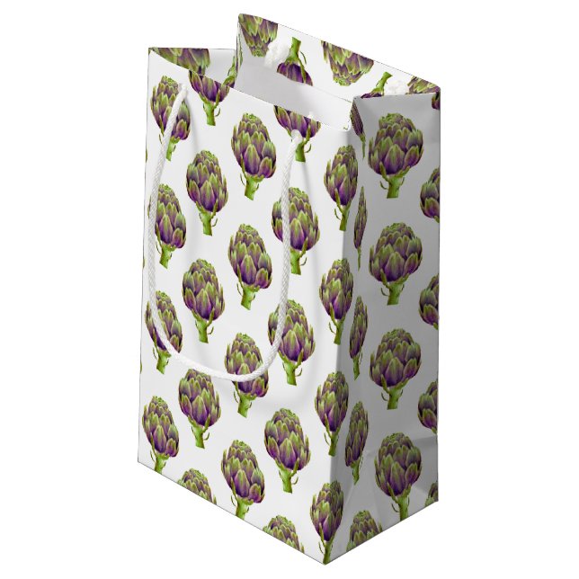Purple Artichoke Pattern Small Gift Bag (Back Angled)