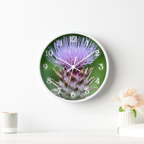 Purple Artichoke Thistle Head Floral Clock