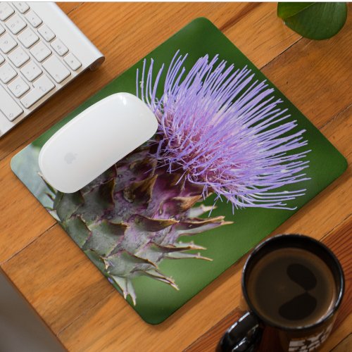 Purple Artichoke Thistle Head Floral Mouse Pad