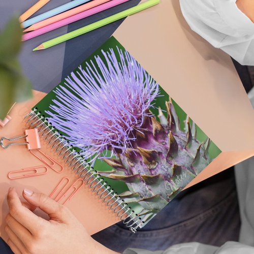 Purple Artichoke Thistle Head Floral Notebook
