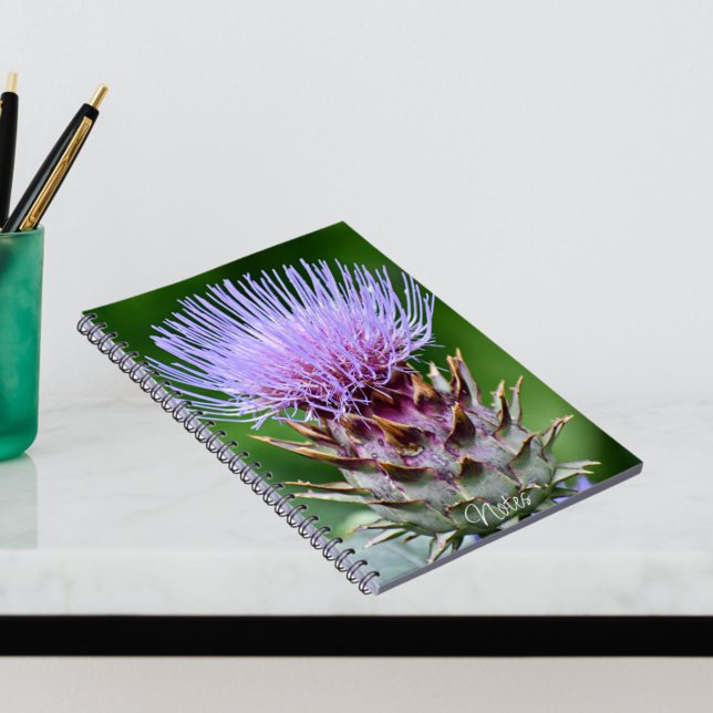 Purple Artichoke Thistle Head Floral Notebook (In Situ)