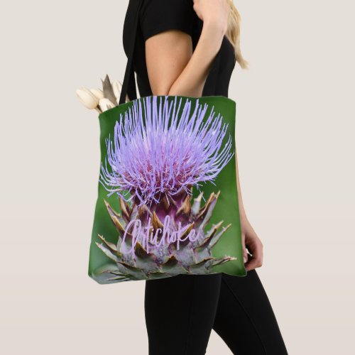 Purple Artichoke Thistle Head Floral Tote Bag