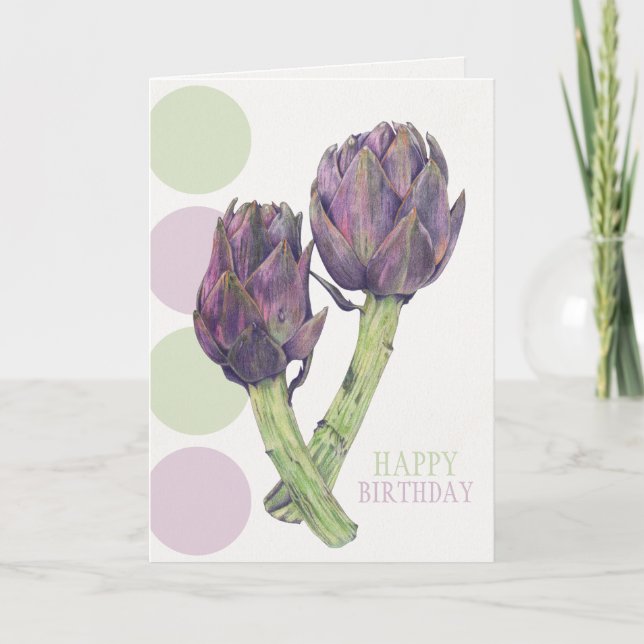 Purple Artichokes Birthday Card (Front)