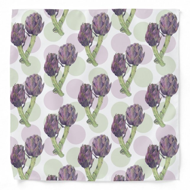 Purple Artichokes Dots Bandana (Front)