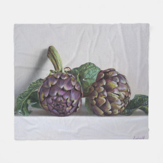 Purple Artichokes Hyperrealism Painting Fleece Blanket