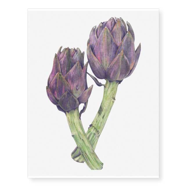 Purple Artichokes Temporary Tattoos (Front)