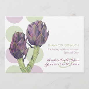 Purple Artichokes Wedding Thank You Card