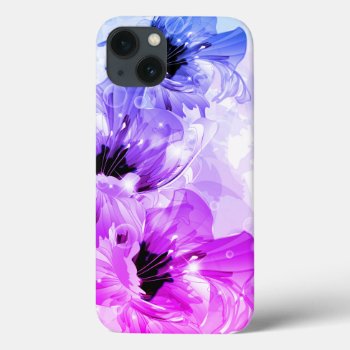 Purple Artistic Flowers Iphone 13 Case by FantasyCases at Zazzle