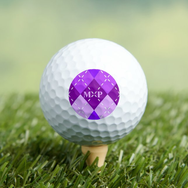Purple Arygle with White Stitching Golf Balls (Insitu Tee)