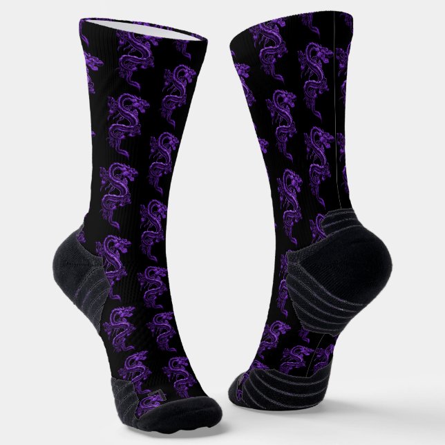 Purple Asian Dragons   Socks (Angled)