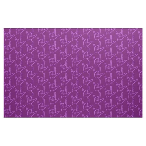 Purple ASL I Love You Patterned Fabric