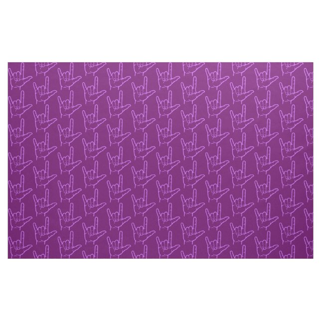 Purple ASL I Love You Patterned Fabric (Yard)