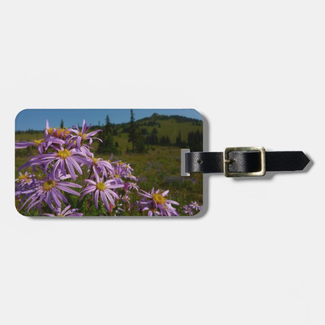 Purple Aster Flowers at Mount Rainier Luggage Tag (Front Horizontal)