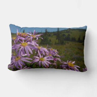 Purple Aster Flowers at Mount Rainier Lumbar Pillow