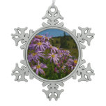 Purple Aster Flowers at Mount Rainier Snowflake Pewter Christmas Ornament