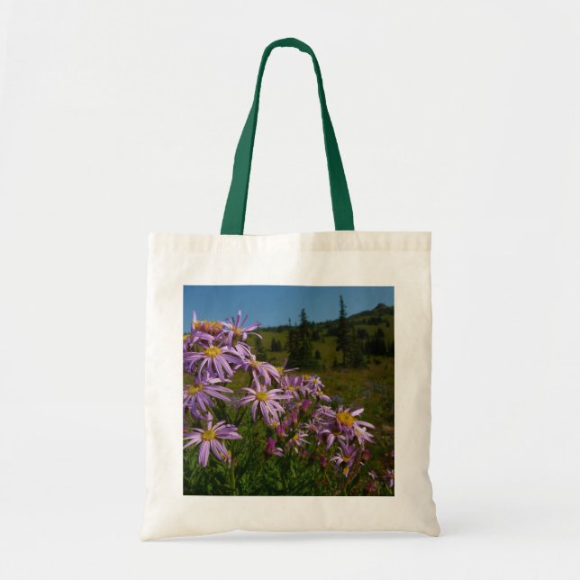 Purple Aster Flowers at Mount Rainier Tote Bag (Front)