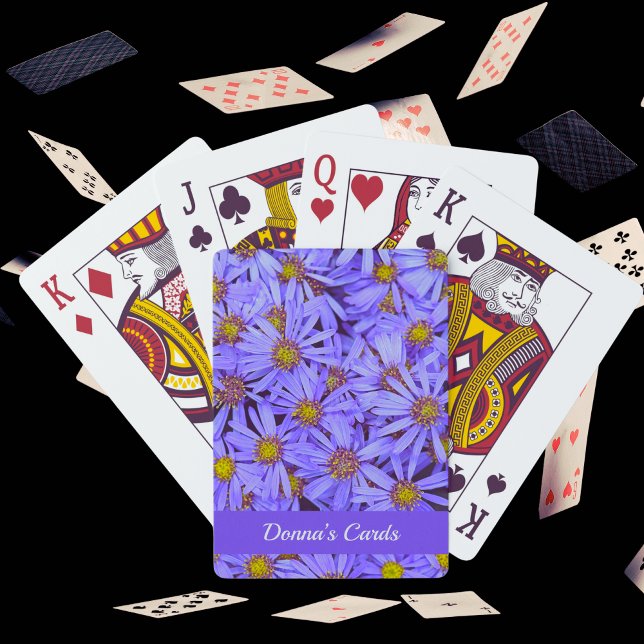 Purple Aster Flowers at RHS Garden Wisley Poker Cards (Elegant personalised Purple Aster Flowers )