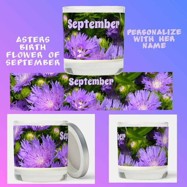 Purple Aster Flowers Photographic Floral Scented Candle (Creator Uploaded)