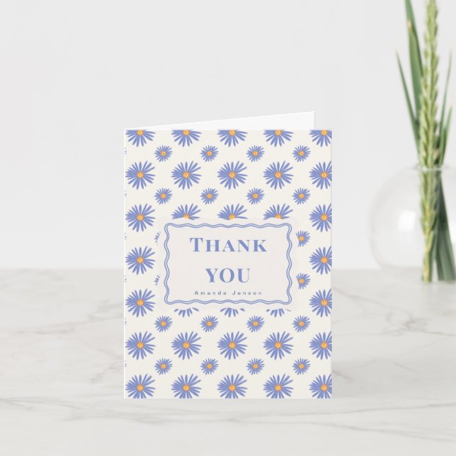 Purple Aster Personalized Flat Thank You Card (Front)