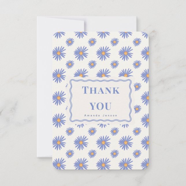 Purple Aster Personalized Flat Thank You Card (Front)