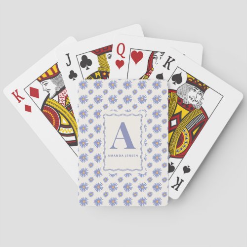 Purple Aster Wildflower Floral Personalized  Poker Cards