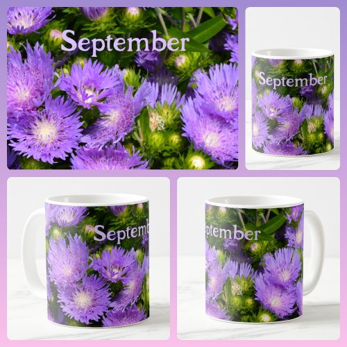 Purple Aster Wildflowers Photographic Floral Coffee Mug