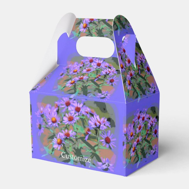purple asters candy tin favor boxes (Front Side)