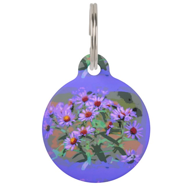 purple asters pet tag (Front)