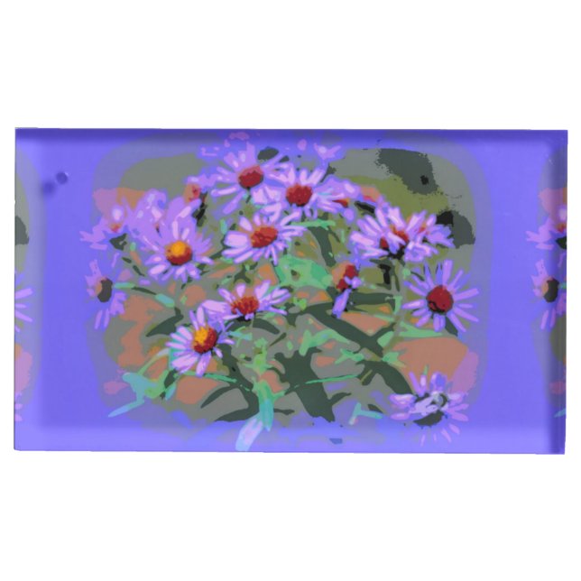 purple asters table card holder (Front)