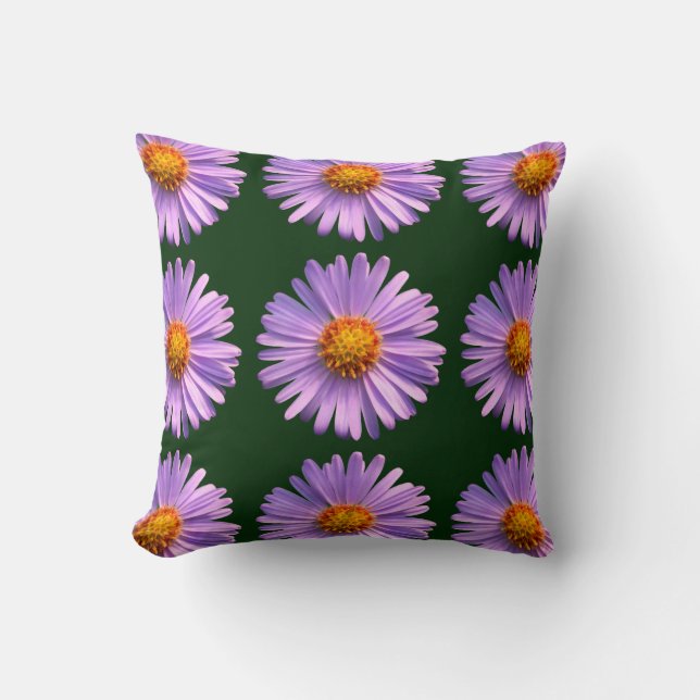Purple Asters Throw Pillow (Front)
